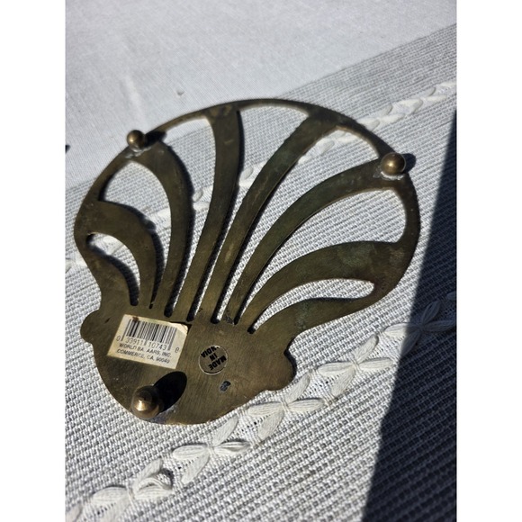 VTG World Bazaar Brass Trivets Set of 2 India Fan Shell Art Deco Boho7x7.5" - Picture 7 of 10